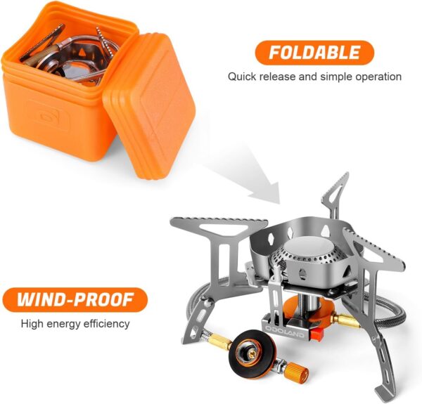 2bf7e1b39a22f990 Odoland Campingkocher 3500W Gaskocher mit Piezozündung, Winddicht Gas Campingkocher für alle Schraubkartusche Gasbrenner, mit Adapter Faltbar Camping Kocher