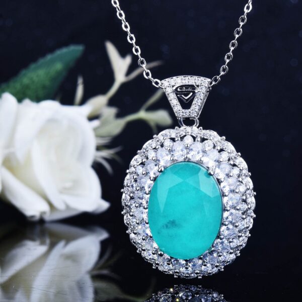 2c04c1f0b2caeb27 Brazil Tourmaline Vintage Lake Blue Paraiba Egg-shaped Large Lab Diamond Sweater Necklace Chokers Gifts