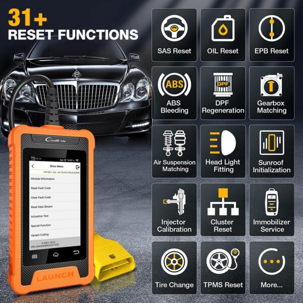 2c08e6508b83dcd0 LAUNCH X431 Creader Elite For BENZ Diagnostic Tools Professional Full System TPMS 31+ reset Function Online Coding OBD2 Scanner