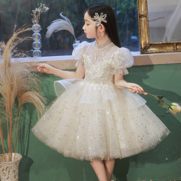 White Baby 2-12year old Kids for Party Wedding flower girl Sequins Children’s Pageant Gown Girls Dress