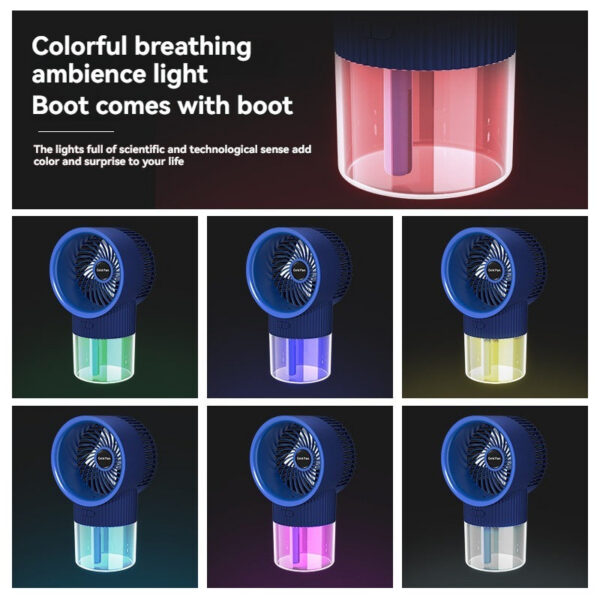 2c1f2c9334055004 Spray small USB charging desktop mini fan humidifier two in one gift three level atmosphere light