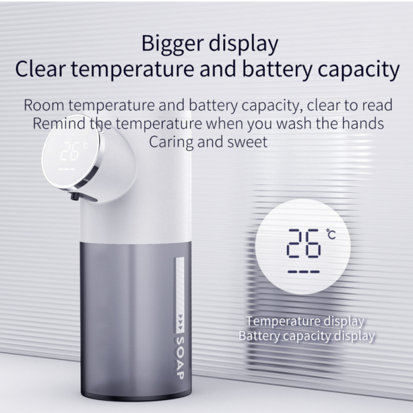 Automatic Liquid Soap Dispenser Sensor Foam hine with Temperature Display USB Rechargeable Hand washer for Kitchen Bathroom