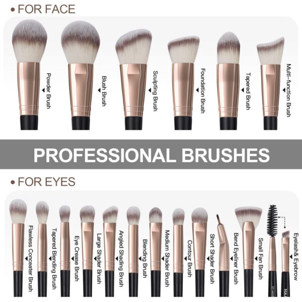 2c2bfeb1e6bbc819 Maange 18Pcs Makeup Storage Set Soft Bristles Foundation Brushes Eyeshadow Blusher Concealer For Women Beginner Kit