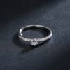 Modian Solid 925 Sterling Silver Simple Round Clear CZ Finger Rings For Women & Girls Cassic Wedding Statement Fine Jewelry Gift