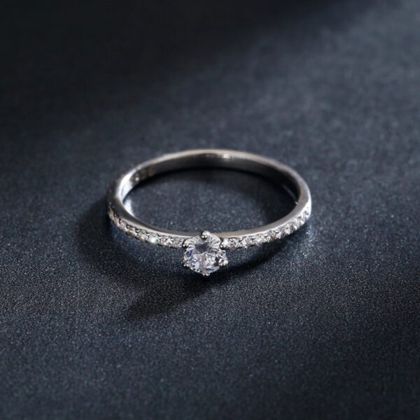 Modian Solid 925 Sterling Silver Simple Round Clear CZ Finger Rings For Women & Girls Cassic Wedding Statement Fine Jewelry Gift