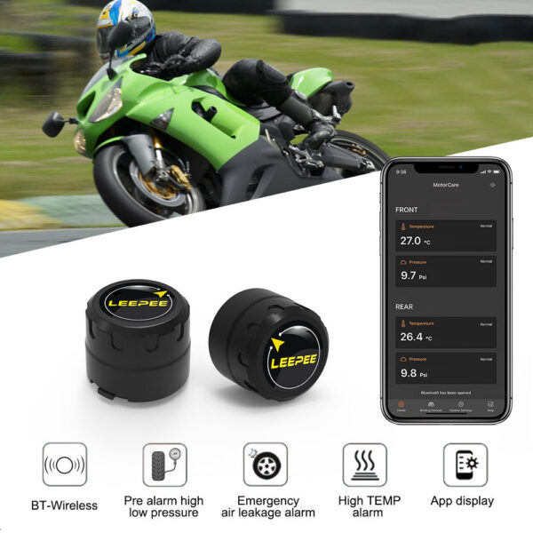 2c5c538ddce75f88 Motorcycle TPMS 2 Sensors Bluetooth 4.0 5.0 Tire Pressure Monitoring System Pit Bike Tyre Tester Diagnostic Set Moto Accessories