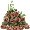 Artificial Rose Flower Dusty Rose Flower Silk Flowers 12 pcs with Long Stem Silk Roses Bouquet for Wedding Bridal Shower Party Home Decoration