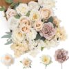 2c5e85090019c764 Floweroyal Artificial Flowers Combo Dusty Blue Flowers Mix Silk Flowers Dahlia Roses with Stems for DIY Wedding Bridal Bouquets, Baby Shower, Floral Arrangement, Table Centerpieces, Home Decorations.