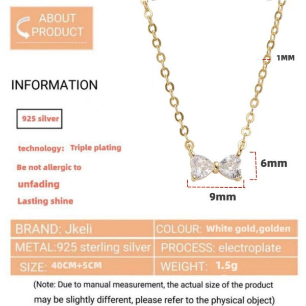 2c60cac52e2b2e4e Jkeli New style Sterling Sier Geometric Simple Bow Necklace For Women Engagement Fine Jewelry Wedding Party Birthday Gift