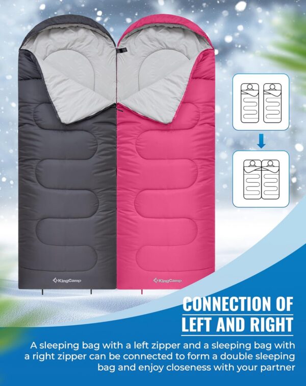 2c6baaeca76d5d3b KingCamp Sleeping Bag 3 Season- Lightweight Waterproof Camping Sleeping Bag Indoor & Outdoor Use for Adults Kids for Hiking Backpacking and Camping with Compression Sack