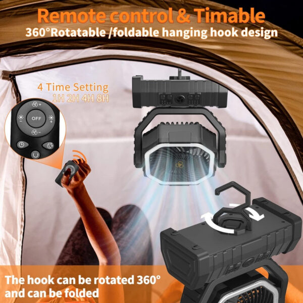 2c74a3387f19c9e2 20000mAh High-Capacity Battery LED Light Camping Fan Movable Wireless Air Circulators Outdoor Ventilador with Hook