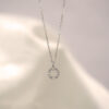 Sterling Sier Necklace Flash Diamond Geometric Double Circle Pendant Female Fashion Clavicle Chain Birthday Gift Jewelry