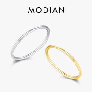 2c965d752bc21a25 MODIAN 925 Sterling Silver Minimalist Thin Stackable Fashion Rings Classic Gold Color Fine Jewelry For Women Girl Party Gifts