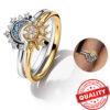 Hot Sale Sterling Sier Gold Moon and Sun Ring Set Diamond Heart Sparkling Rings for Women Fine Jewelry Party Gift Charming