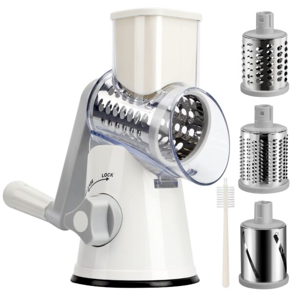 YNNICO Rotary Grater - Manual Mandoline Non-slip Suction Base, Vegetable Slicer