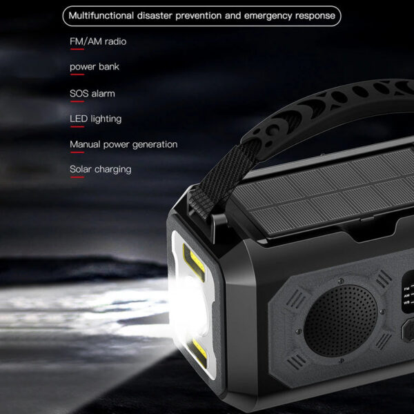 12000mAh AM/FM/NOAA Weather with 2 Panels Solar Hand Crank Portable Emergency Radio Reading Lamp for Outdoor Camping