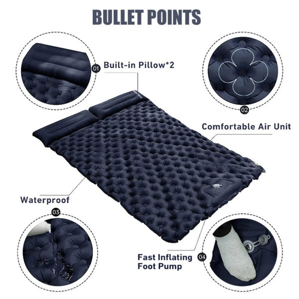 2cba4edf5c59eebb WESTTUNE Double Inflatable Mattress with Built-in Pillow Pump Outdoor Sleeping Pad Camping Air Mat for Travel Backpacking Hiking