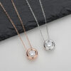 Lnngy 6.5mm Round Bezel Moissanite Pendant Necklace For Women 925 Sterling Silver Clavicle Chain Necklaces Jewelry Collare Mujer