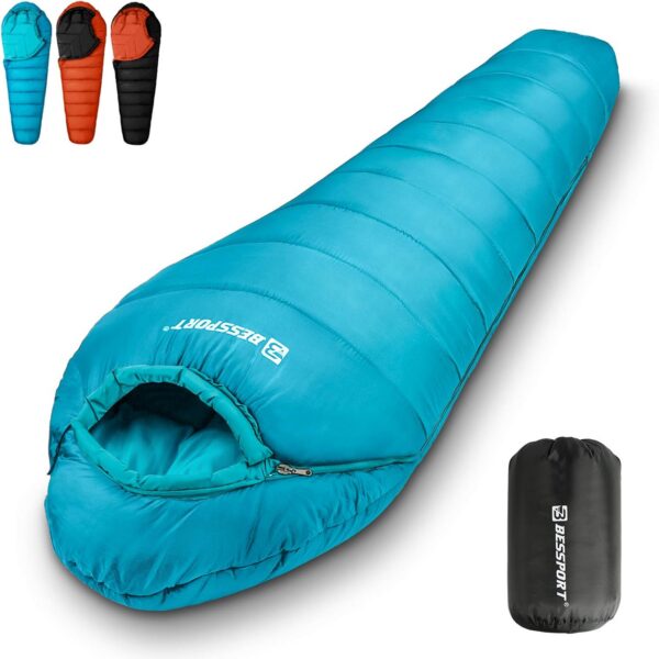 2ce8e5402404c8f9 Bessport Mummy Sleeping Bag | 15-45 ℉ Extreme 3-4 Season Sleeping Bag for Adults Cold Weather– Warm and Washable, for Hiking Traveling & Outdoor Activities