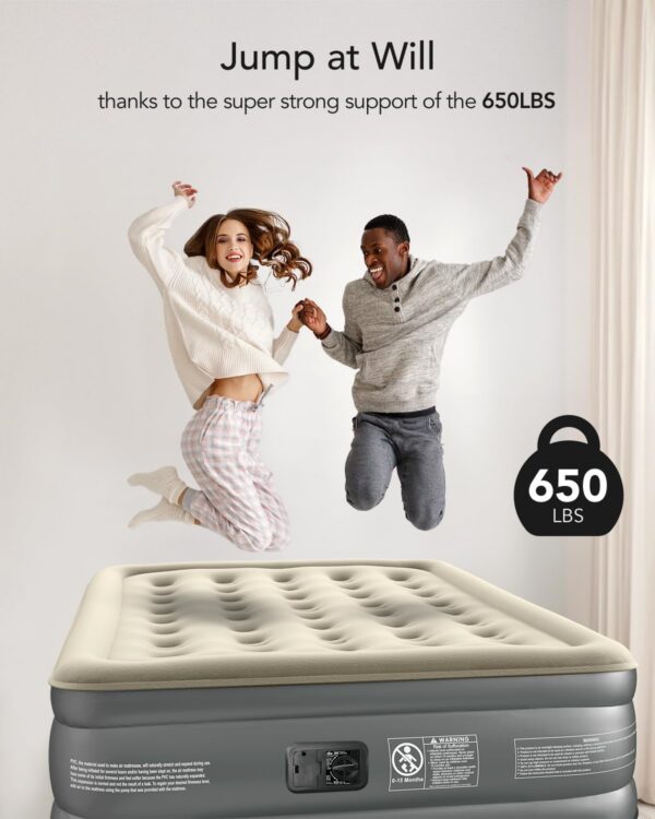 iDOO Air Mattress Queen with Built in Pump, Blow up Mattress, Inflatable Mattress Queen Size for Guests, Home, Camping, 3 Mins Inflation/Deflation, Upgraded Colchones Inflables, Comfort Air Bed