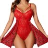 Avidlove Babydoll Lingerie for Women Floral Snap Crotch Teddy Chemise Nightie Lace Nightgown