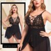 Avidlove Plus Size Babydoll Womens Snap Crotch Lingerie V Neck Lace Nighty Sleepwear L-5XL