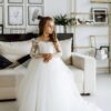 Girls Flower Girl Dresses 2022 Lace Christmas Dress Kids First Communion Party Princess Ball Gown Bridesmaid Wedding with Train