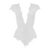 Anyou Womens Lingerie V-Neck Lace Bodysuit Mini Babydoll Featuring Plunging Eyelash Size XS-XXL