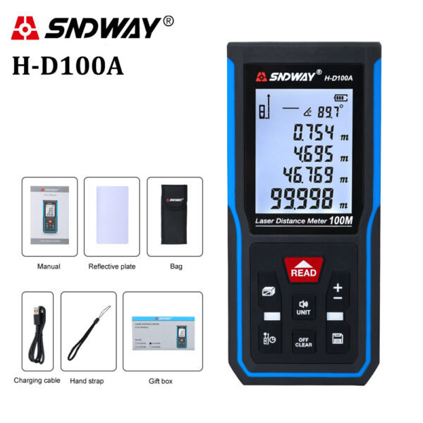 SNDWAY Rangefinder 120m 100m 70m 50m Laser Distance Meter Electronic Roulette Digital Rang Finder Trena Tape Lazer Measure