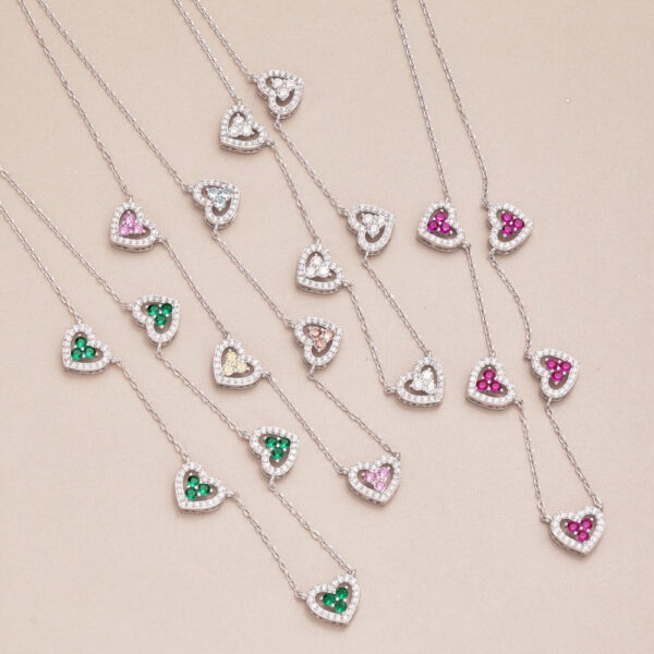 S Sier Heart Women Hollow Diamond Pendant Necklace Female Sparkling 5A Zircon Design Jewelry Girl Holiday