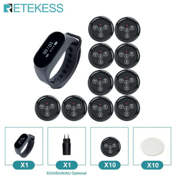 Retekess hookah restaurant system TD112 waterproof watch pager TD032 waiter call buttons for bar cafe cic hotel