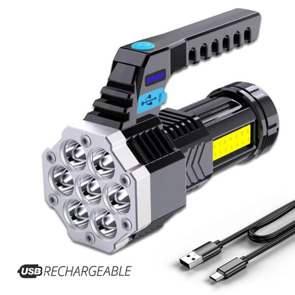 2d3444ee663e87b2 High Power Rechargeable Led Flashlights 7LED Camping Torch With Cob Side Light Lightweight Outdoor Lighting ABS Material