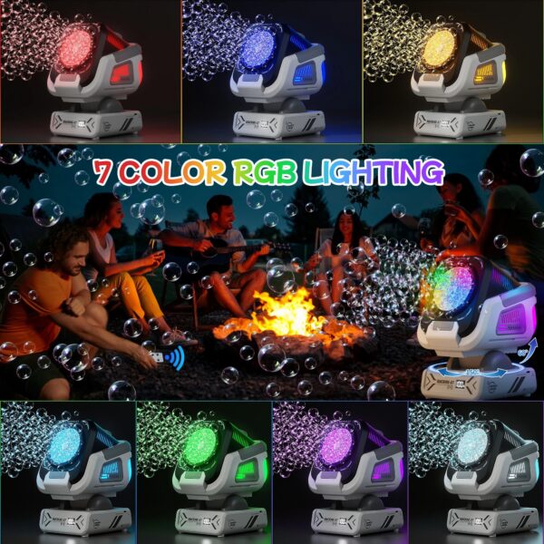 2025 Upgraded Version of the Bubble Machine with Remote Control, Automatic Rotation, and Rgb Lights, 1800Mah Rechargeable Battery, Type-C Charging, Suitable for Children, Weddings, Birthday Parties, and Outdoor Activities, Bubble Machine Does Not Include