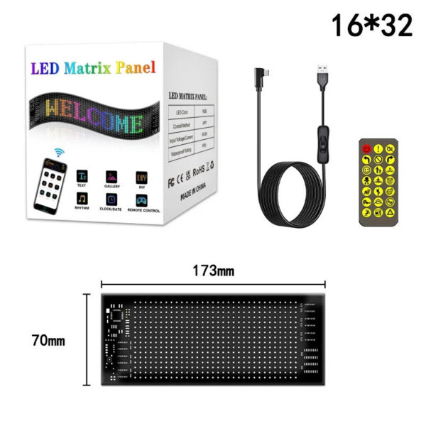 2d3b41c138ed3709 Matrix Pixel Panel, Scrolg Bright Advertising Signs, Flexible USB 5V LED Car Sign Bluetooth App Control