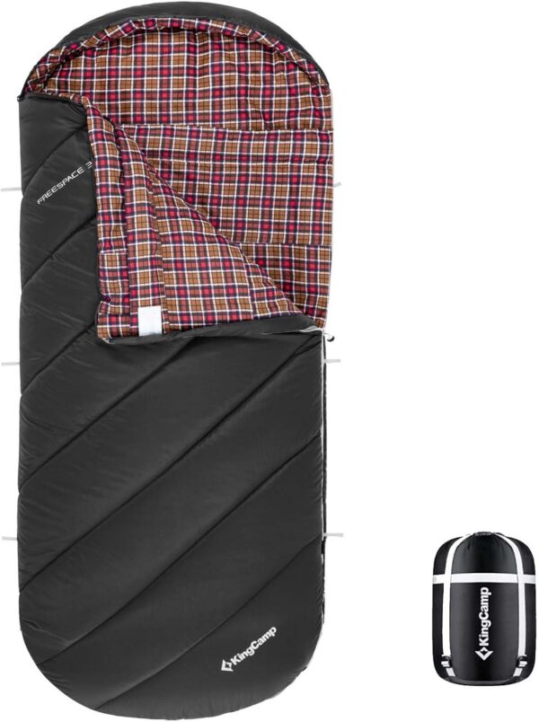 2d4c84fbef3d4303 KingCamp Sleeping Bag for Adults, Cold Weather & Warm Extra Wide Big & Tall XL Portable Waterproof Flannel Sleeping Bags, Essentials Gear Accessories for Camping Backpacking Hiking Indoor & Outdoor