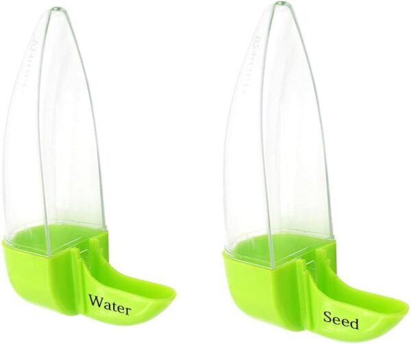 Birds Water Dispenser for Cage, Parakeet Feeder and Drinker Set, Plastic Seed & Water Dispenser, Automatic Bird Cage Water Feeder for Parrot Canaries Finches Budgie, 12 Days Capacity（4.05oz）