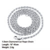 Effie Queen Italian 1.2mm1.5mm 1.7mm Diamond-Cut Rope Chain Necklace 40cm-60cm 100% Sier Woman Man Jewelry Gift DSC29