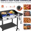 2d8f760d63e866c1 Llamaviva 2 Burner Outdoor Gas Burner with Side Shelves, Auto-ignition & Regulator, 150,000 BTU Propane Outdoor Stoves for Cooking, Camping&BBQ Cookouts