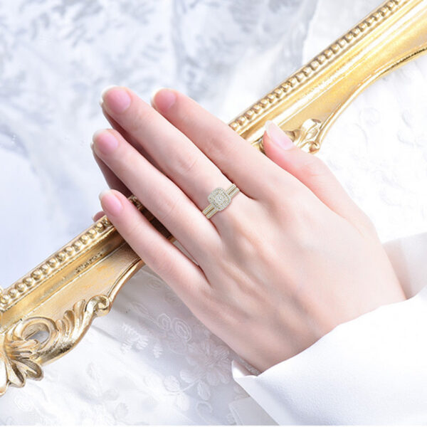 2d92b04041e27adc 2pcs Engagement Rings for Women Original Sterling Sier Ring Set 14k Gold Plated Bridal 2Ct Round Cut Lab Diamond Jewelry