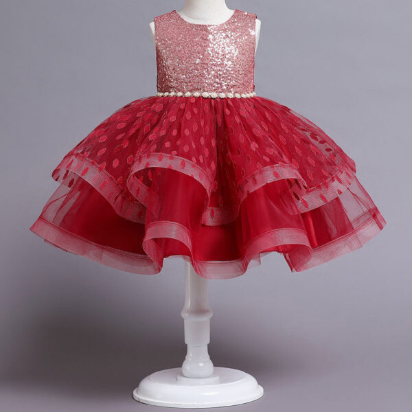 2d9930cb51927514 Children’s wear Summer of 2023 Girls For Party Wedding Bead Sequins sleeveless Cake Princess tutu dress Kids dance Clothes