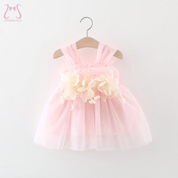 Summer Sweet Baby Girl Party Evening Dresses Wedding Flower Petal Mesh Birthday Princess Kids Costumes 0 To 3 Years Old Toddler