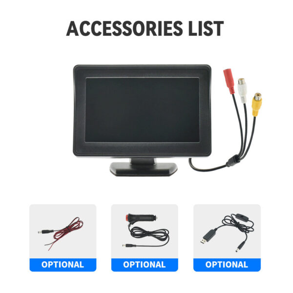 BINWEI 4.3 Inch Car Monitor Easy To Install High-definition Reversing Image Universal hine Screen Display for Camera