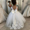 White Bridesmaid Dress For Girls First Communion Lace Big Bow Flower Girl Dresses Ball Gown Kids Wedding Party Pageant