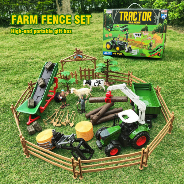2e0fc38cdddfabf2 Farmer Harvester Set 1:24 Diecast Pull Back Sliding Tractor Vehicle Model Simulation Transport Engineering Car Children Toys