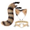 QinRuan Cat Ears and Wolf Fox Animal Tail Cosplay Costume Faux Fur Hair Clip Headdress Halloween Leather Neck Chocker Set (3-Blackwhite)