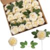 2e1f33db82aab63f Artificial Flower Foam Purple Rose 50pcs Real Looking Fake Rose with Stems Leaves for Home Decoration Party Garden Centerpieces DIY Wedding Bouquets(Purple)