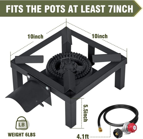 2e262062cacd10f2 Propane Burner,100,000 BTUs High Pressure Single Propane Stove with 4.1ft 0-20Psi Adjustable Hose with Regulator,Gas Stove for Outdoor Cooking, Turkey Fry, Seafood Boil