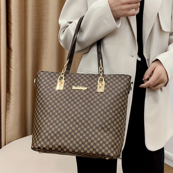 2e31b0415bad57d6 6pcs Tote Bag Boston Bag Clutch Purse Set, PU Leather Textured Shoulder Bag, Casual Versatile Commuter Bag