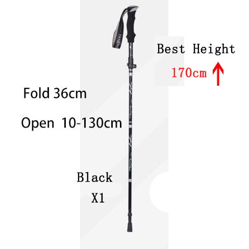 2e31ea67ae900caf 5-Section Outdoor Fold Trekking Pole Camping Portable Walking Hiking Stick For Nordic Elderly Telescopic Club Easy Put Into Bag
