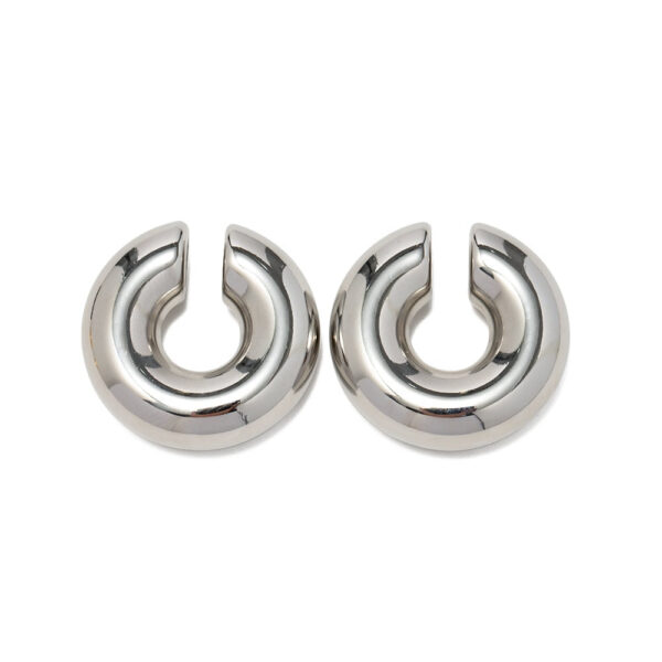Stainless Steel Thick Cylindrical Hollow Ear Clip for Women PVD Gold Plating Waterproof Trendy Fashion Jewelry Party Gifts